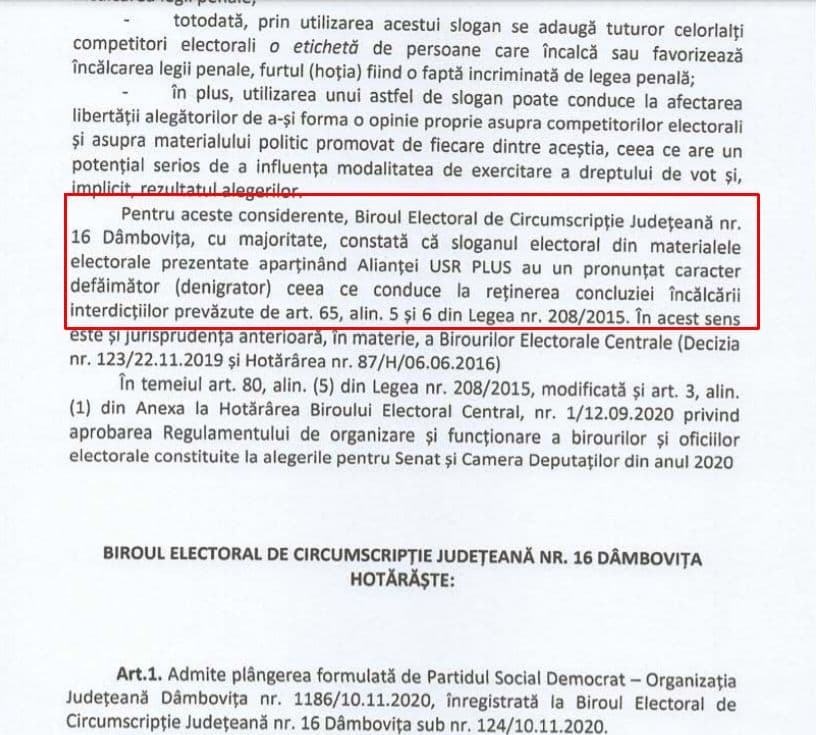 Chestiunea interzicerii sloganului ”O Românie fără hoție”: PNL își pune cenușă în cap