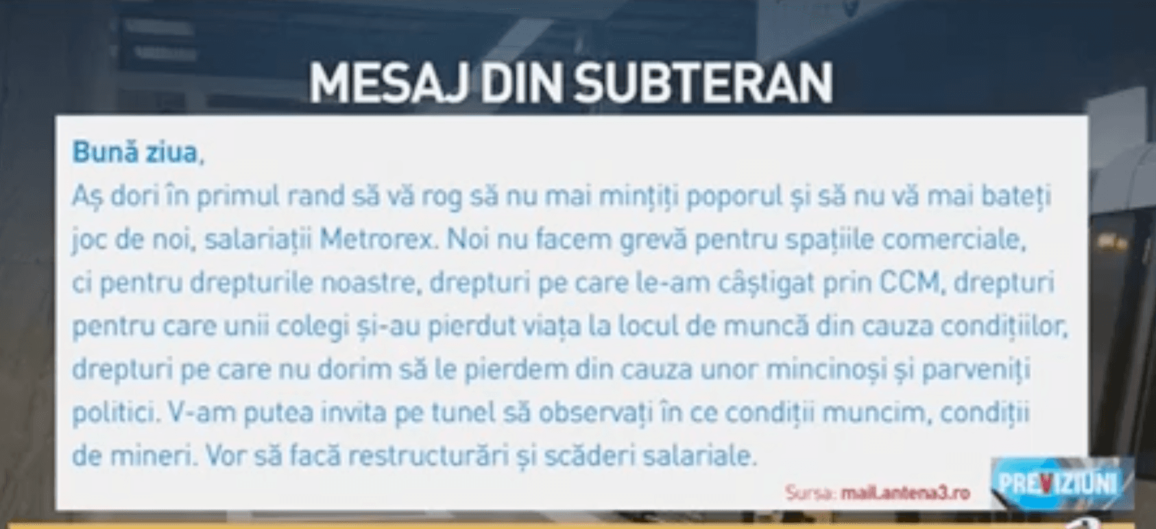 RĂDOI de la metrou, mesaj din subteran: ”Suntem ca minerii”
