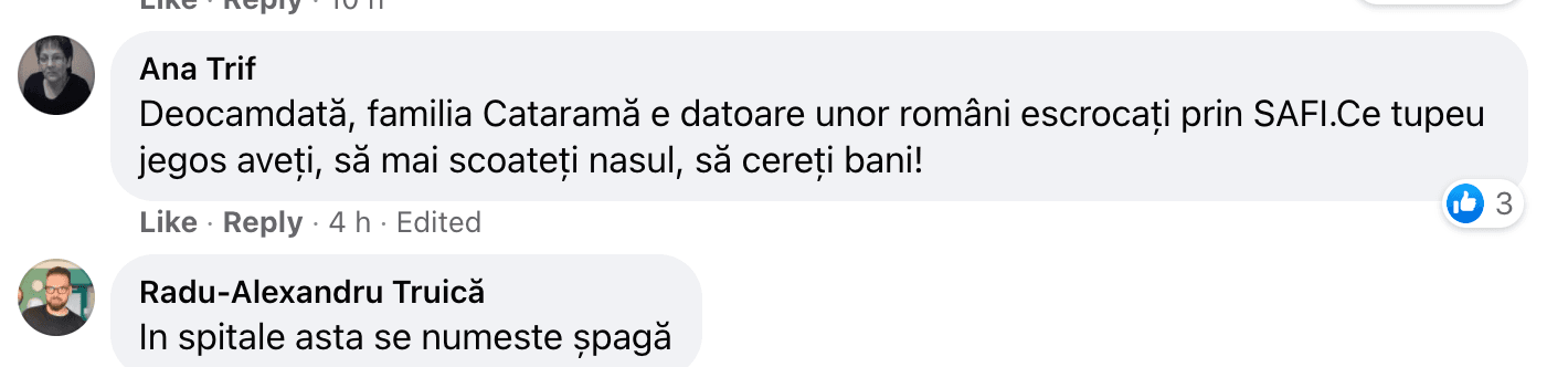 Nevasta lui Cataramă cere donații de la românii obișnuiți: ”Mă lupt cu niște forțe inepuizabile”