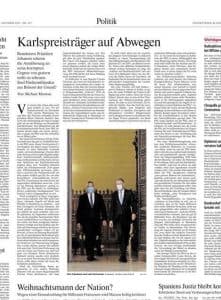 Articol dur în presa germană la adresa lui Iohannis: Câștigătorul premiului Carol cel Mare, pe căi greșite