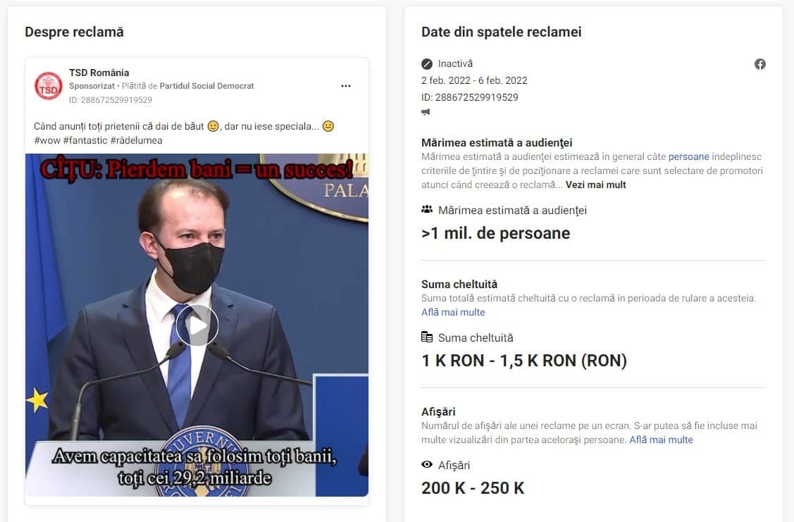 Cîțu, nemulțumit că organizația de Tineret a PSD ar sponsoriza postări pe Facebook împotriva lui