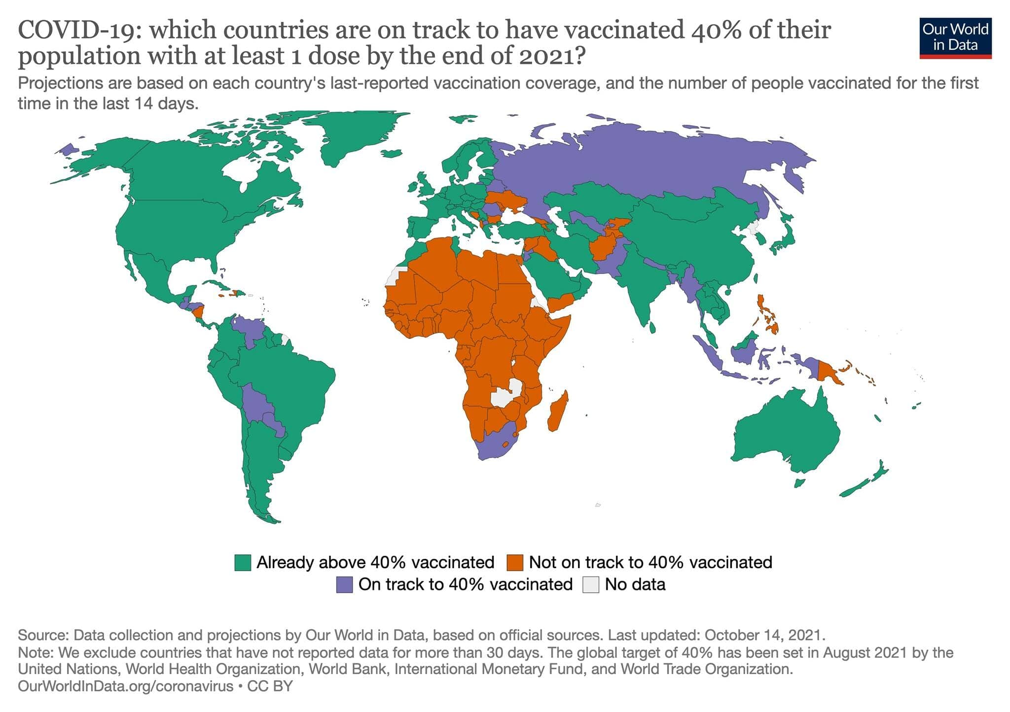 Situația globală privind rata de vaccinare: România e mov