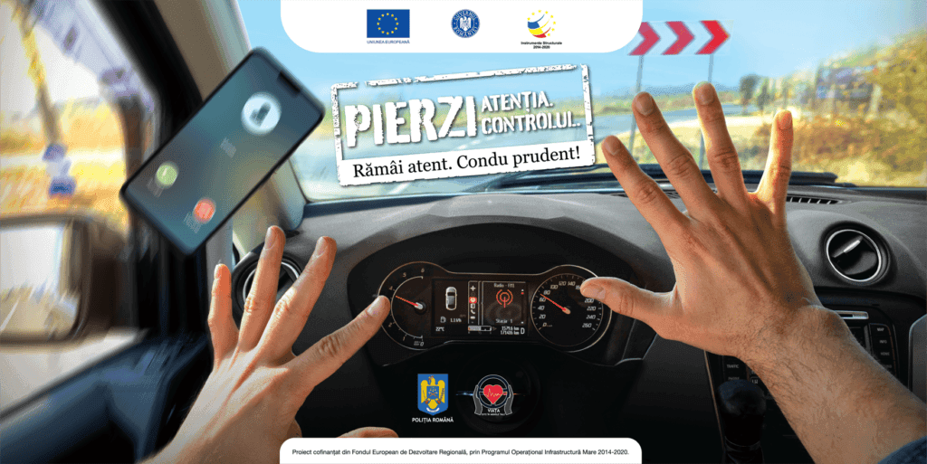 POLIȚIA ROMÂNĂ LANSEAZĂ CAMPANIA DE EDUCAȚIE RUTIERĂ VIZÂND NEATENȚIA LA VOLAN