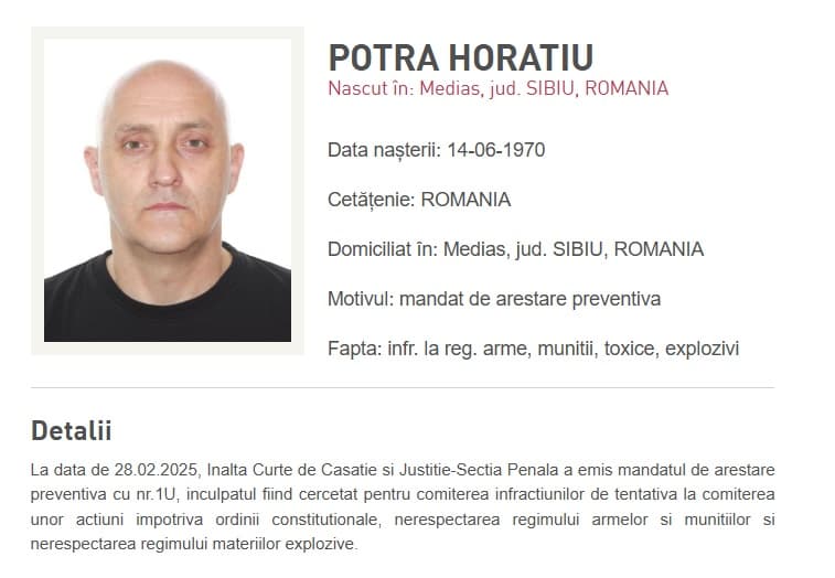 Horațiu Potra, dat în urmărire de Poliția Română