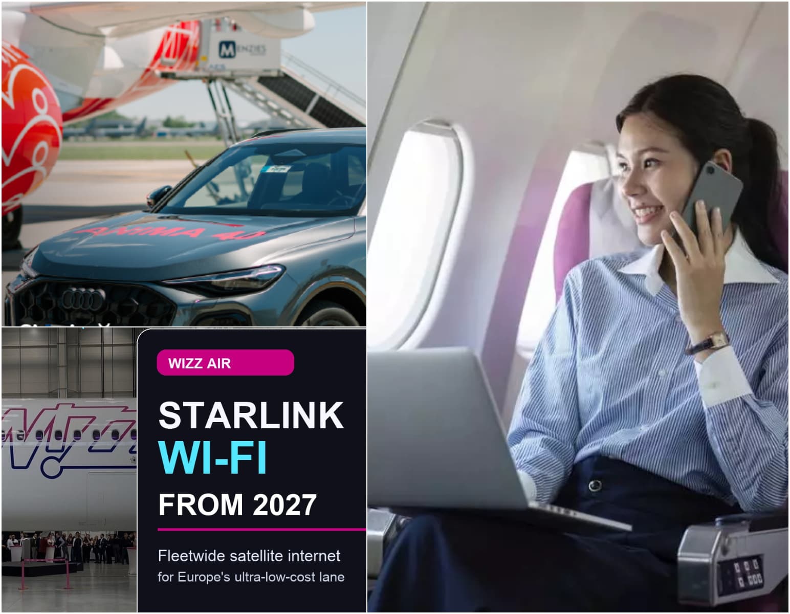 Low-cost, dar cu servicii premium pentru pasagerii români. Internet prin satelit de la Elon Musk și transfer cu limuzină până la avion
