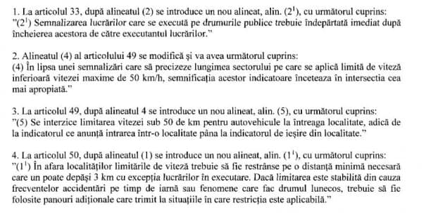 Proiect de modificare a Codului Rutier pentru eliminarea limitării vitezei autoturismelor sub 50 km/h în localitate