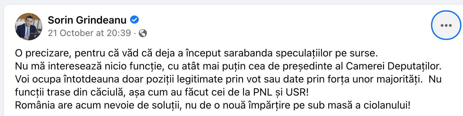 „USR e de vină!” Roman susține că din cauza USR a ajuns Grindeanu șeful Camerei Deputaților