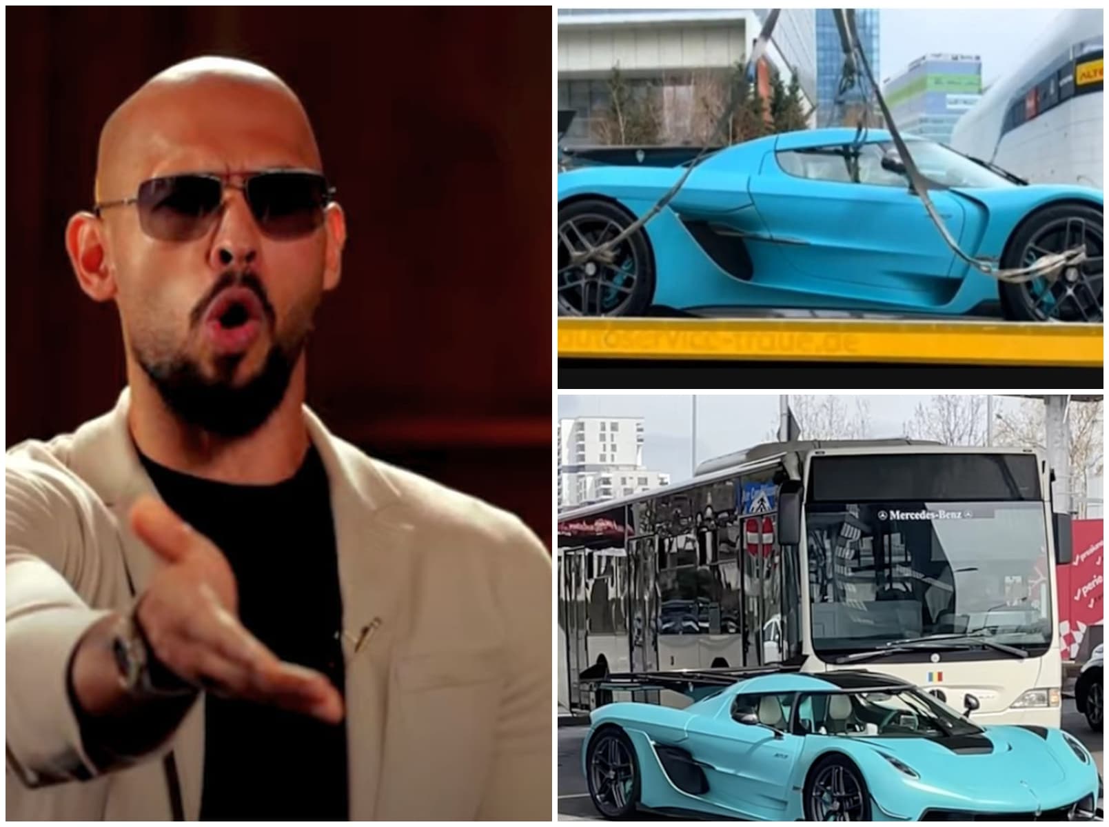 Andrew Tate vs. gropile din București /VIDEO! A rămas în drum după ce a lovit un bolid de 3,5 milioane de euro