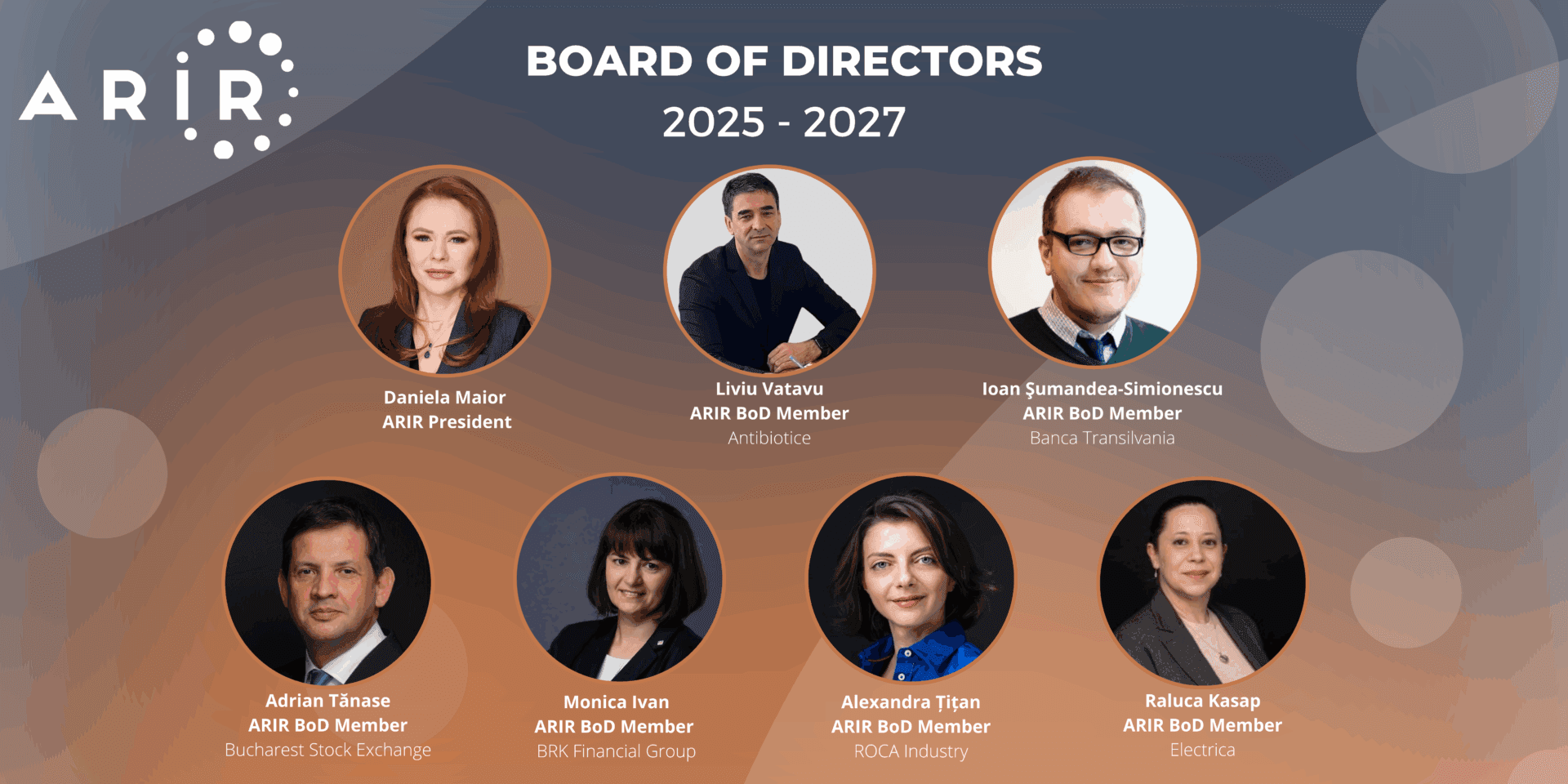 ARIR anunță componența noului Consiliu Director, cu mandat de 2 ani