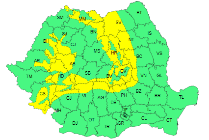 Avertizare meteo: Ploi, ninsori și polei în toată țara. Zonele în care va fi cod galben de viscol