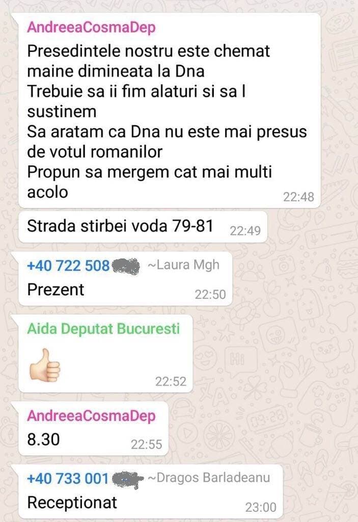 Deputatul Andreea Cosma a lansat contraofensiva împotriva DNA pe grupul de WhatsApp al parlamentarilor PSD