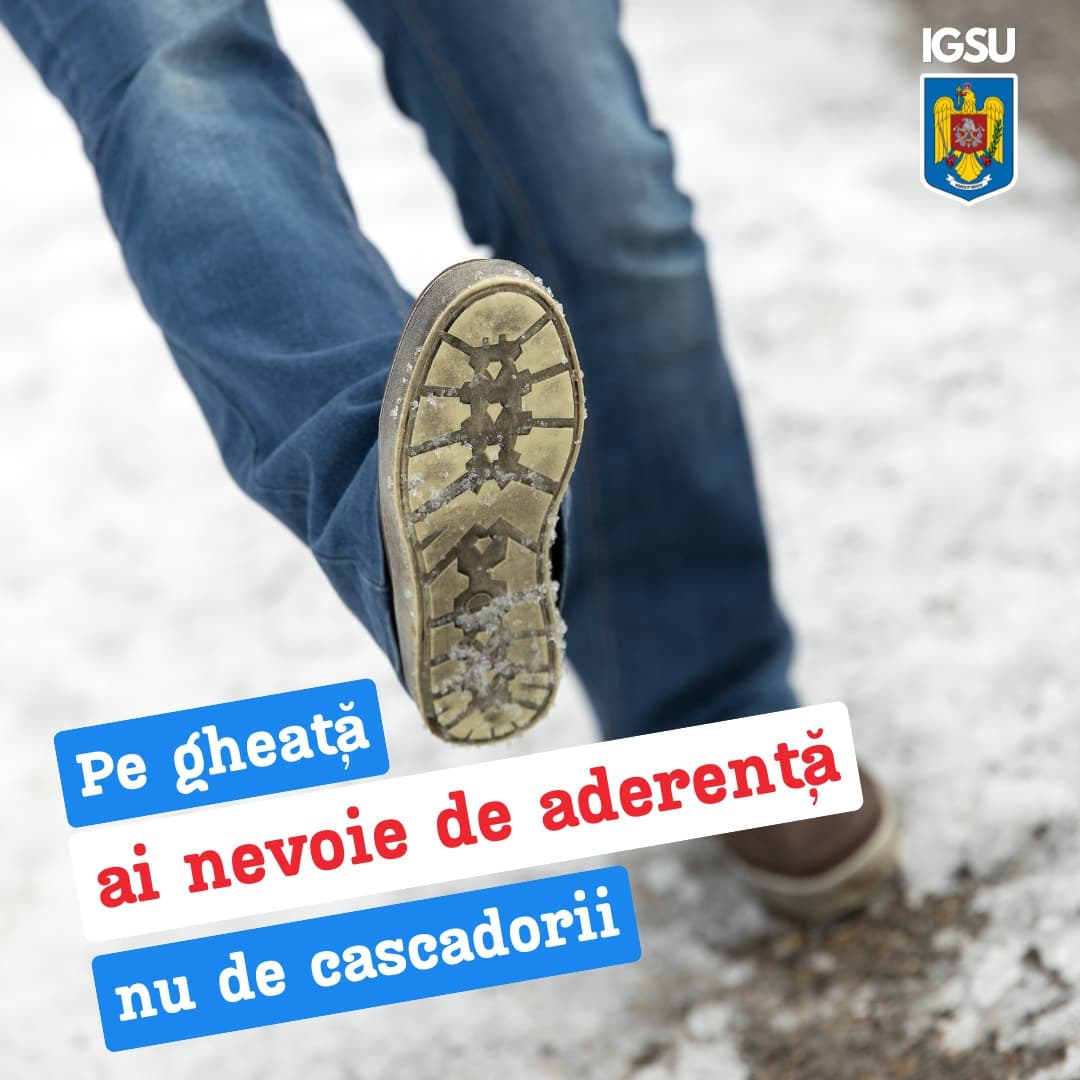 IGSU: „Lasă acasă pantofii pentru vreme bună, pe gheață contează aderența, nu stilul”/ Cât costă încălțămintea potrivită