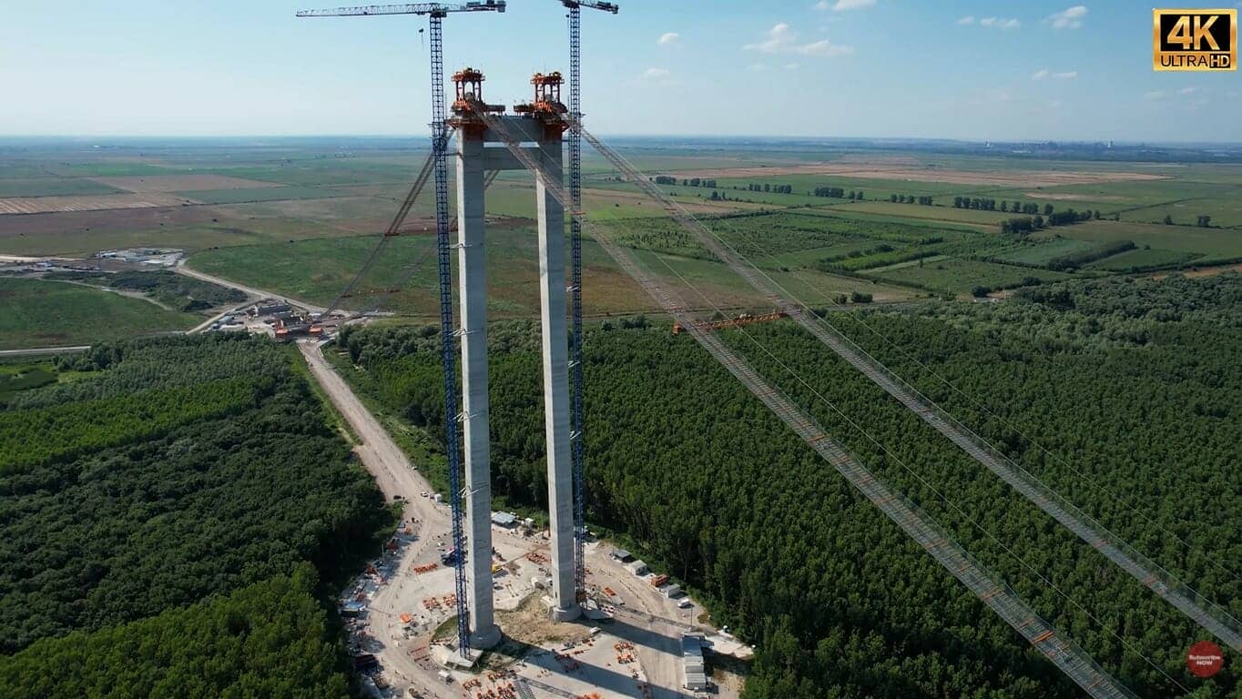 Imagini spectaculoase cu Golden Gate-ul românesc! Ministrul Drulă a spus cum merge construcția podului