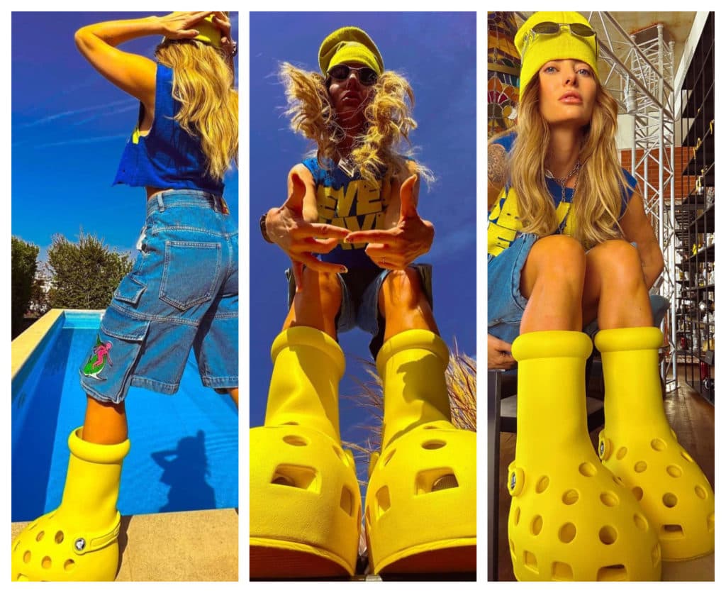 Moda cizmelor supradimensionate șochează România! Ce vedetă de la noi a dat 1200 de euro pe astfel de încălțări de cauciuc inspirate de cele ale ștrumfilor /FOTO!