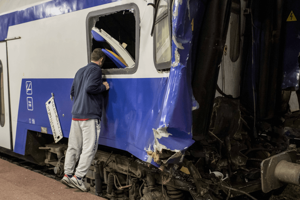 Primele imagini cu trenul lovit de o locomotivă în Gara Galați
