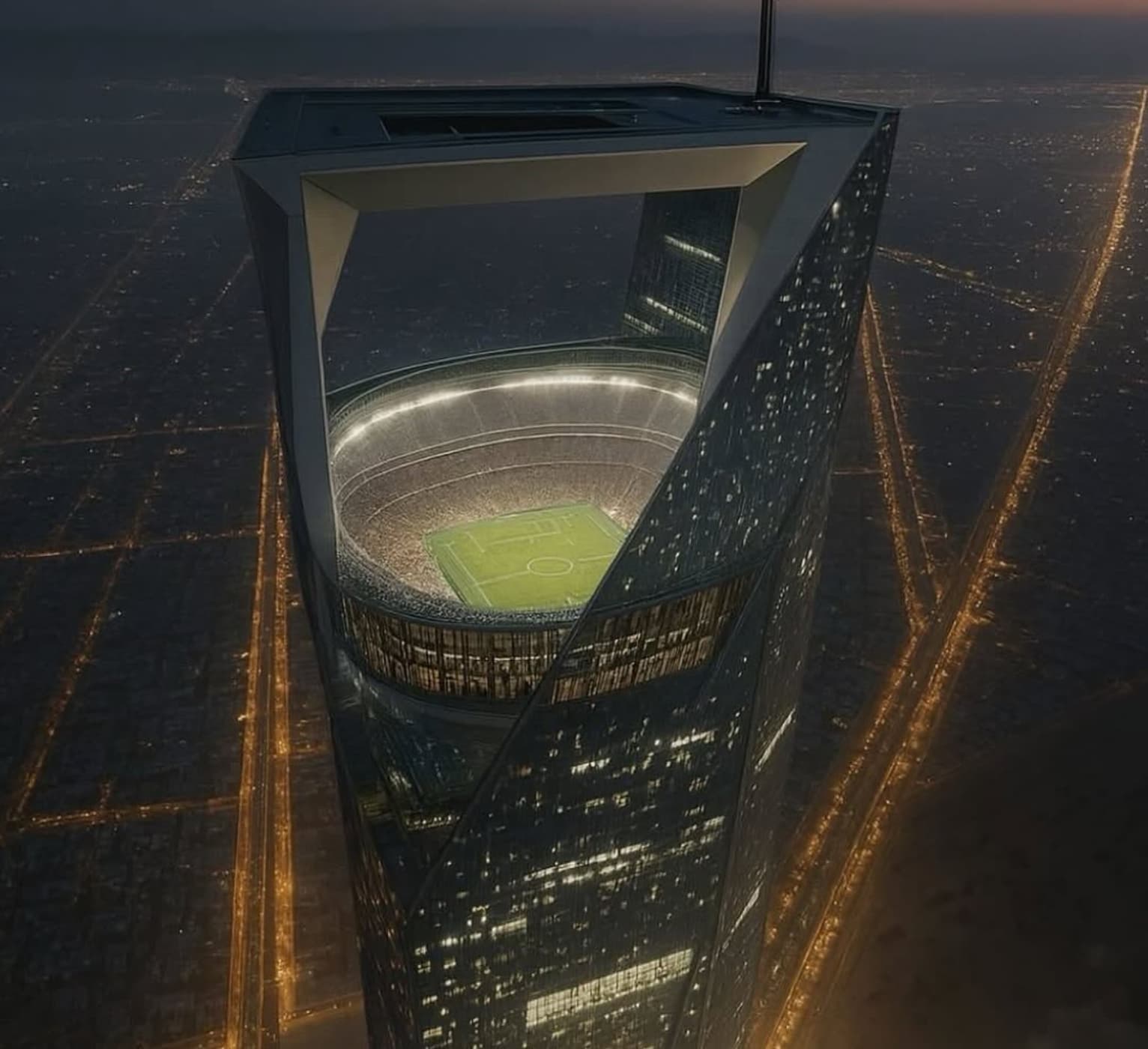Primul stadion suspendat din lume, la 350 de metri deasupra deșertului. Promisiunea Arabiei Saudite pentru CM fotbal 2034