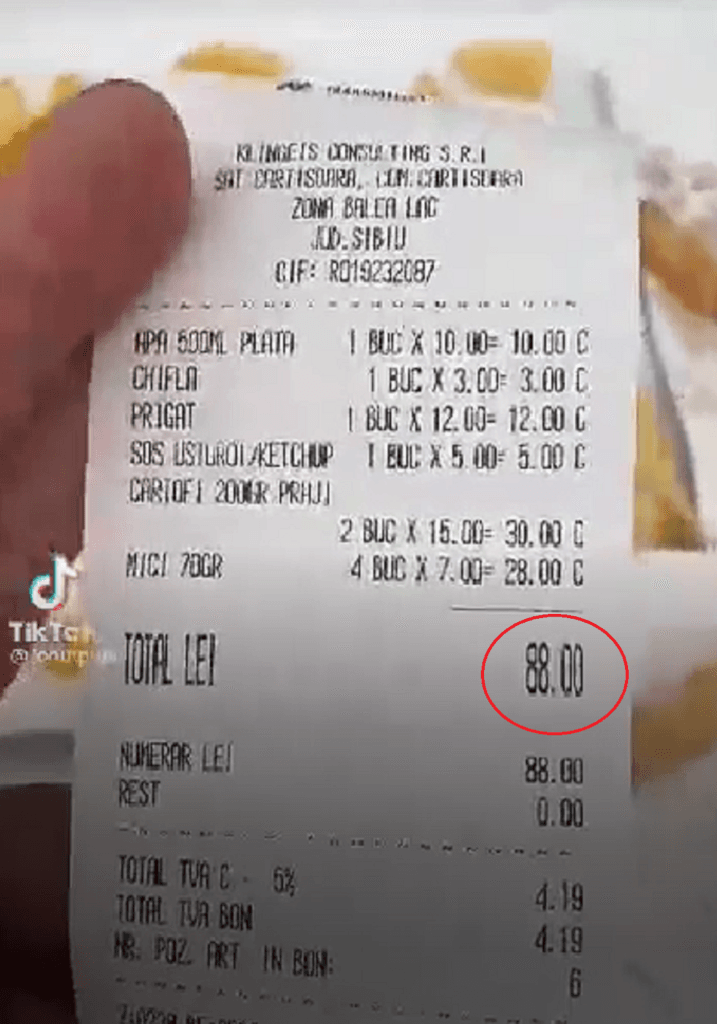 Sezonul estival în România: prețuri exagerate în comparație cu salariile/Român șocat după ce a primit nota de plată la un restaurant de pe Transfăgărășan