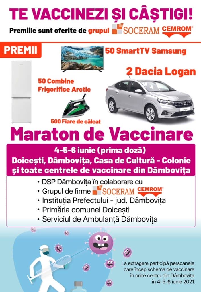 Te vaccinezi și câștigi o mașină Dacia Logan!