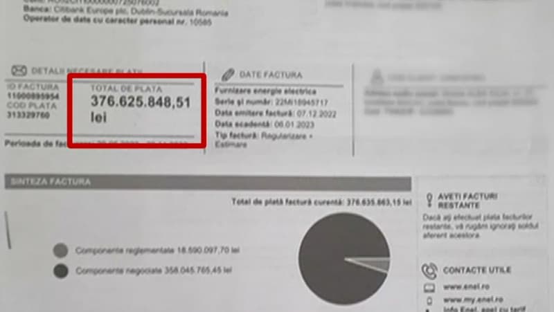 Un bărbat din Vrancea a primit o factură de 76 de milioane de euro la curent. Răspunsul fabulos al Enel