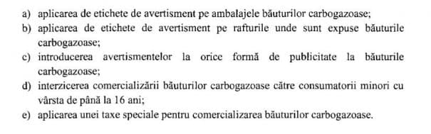 Un proiect de lege prevede introducerea unei taxe speciale pentru comercializarea băuturilor carbogazoase
