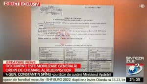 ”Vă stric un pic știrea!” Fake News demontat în direct la Antena 3, care a prezentat un ordin de mobilizare