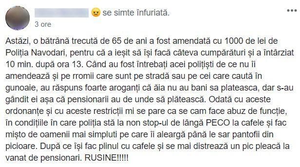 Bătrână amendată cu 1.000 de lei pentru că a întârziat 10 MINUTE la cumpărături