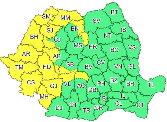 COD GALBEN! Ploi abundente în 17 județe
