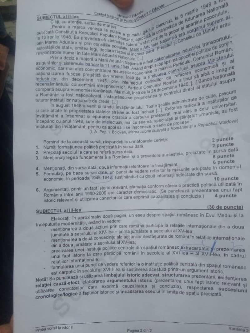 Bacalaureat 2021. Ce subiecte au avut de rezolvat elevii la examenul de istorie