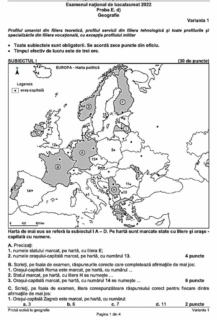 Bacalaureat 2022. Ce subiecte au fost date la Geografie