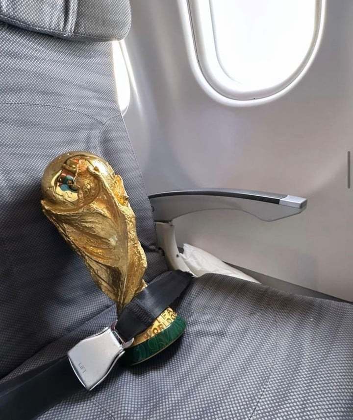 Cupa Mondială, cucerită de Argentina, a avut locul ei în avion. Imaginea s-a viralizat instant