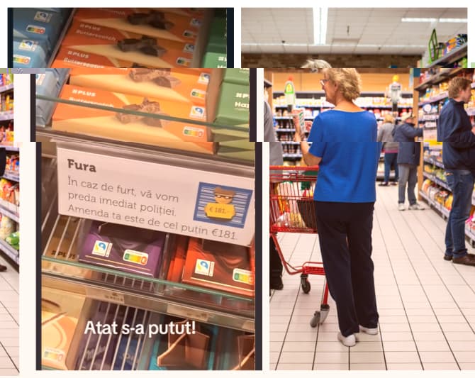 De frica hoților români, olandezii au lipit mesaje în limba română la rafturile supermarketurilor
