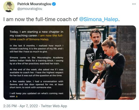 Patrick Mouratoglou este noul antrenor al Simonei Halep