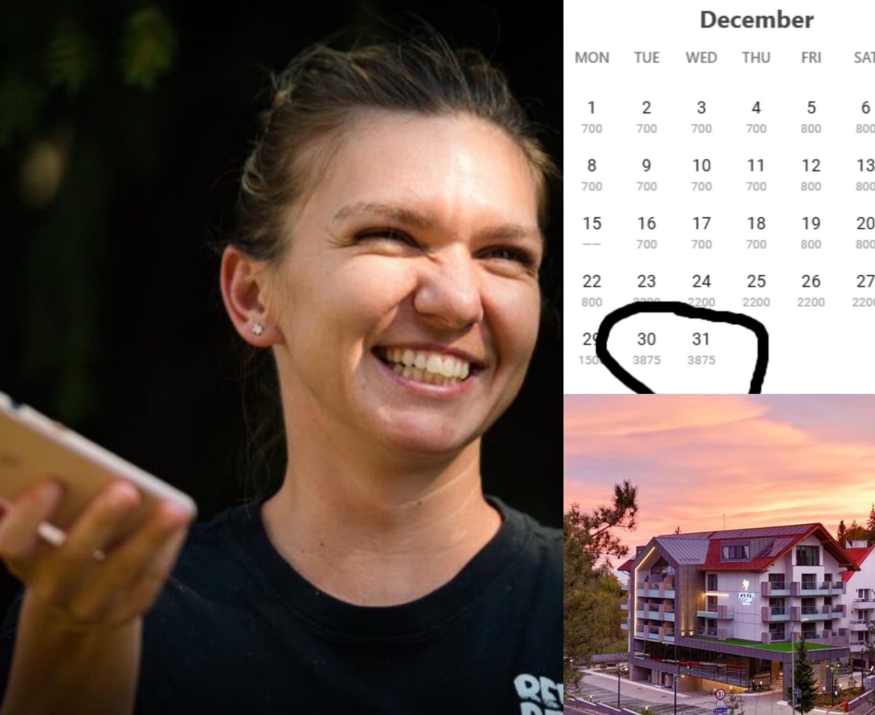Prețul de Revelion la hotelul Simonei Halep -3.875 de lei pe zi! ”Se poate plăti și cu fonduri europene?” Sejurul ajunge și la 20.800 lei