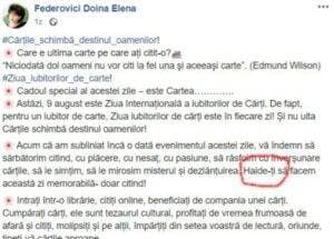 Șefa PSD Botoșani, într-o ipostază jenantă cu un mesaj agramat de Ziua Iubitorilor de Cărți