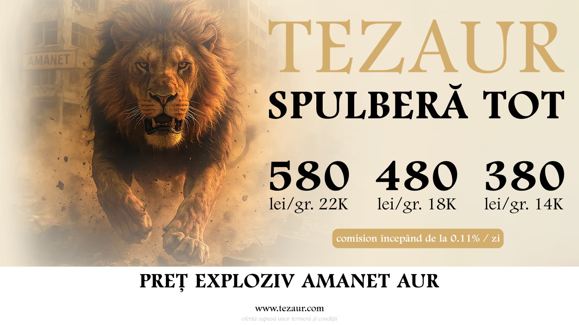 TEZAUR anunță o creștere fără precedent a prețului la amanet aur