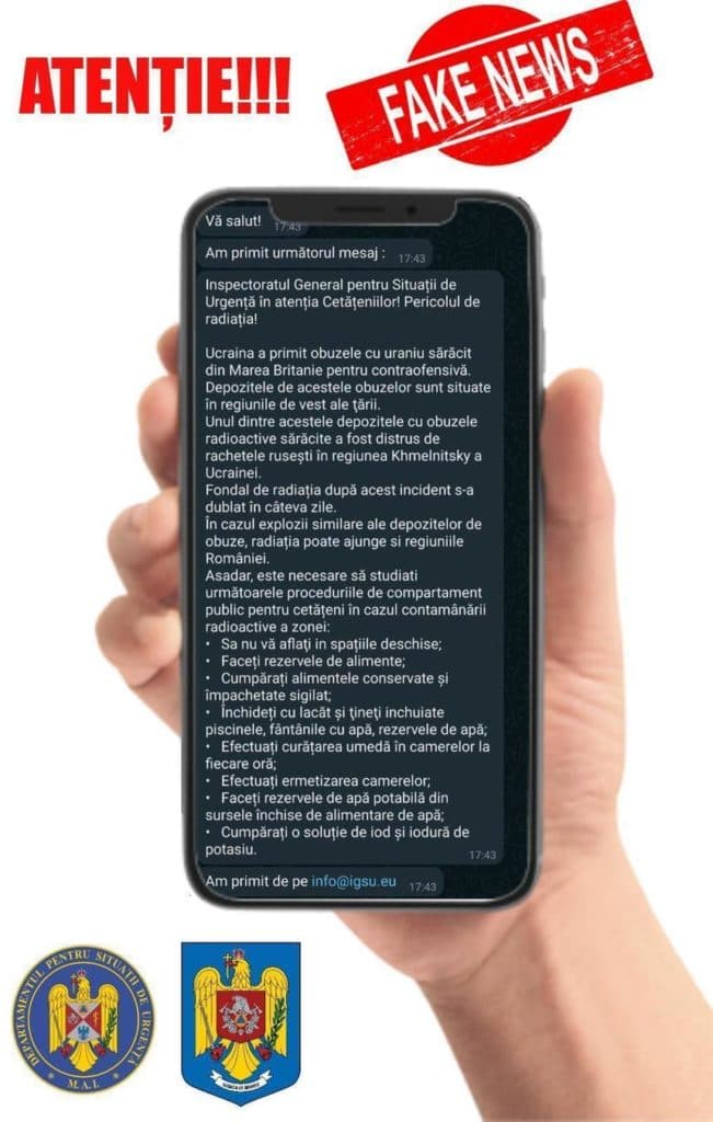 Un nou fake news: Măsuri de autoprotecţie în cazul contaminării radioactive