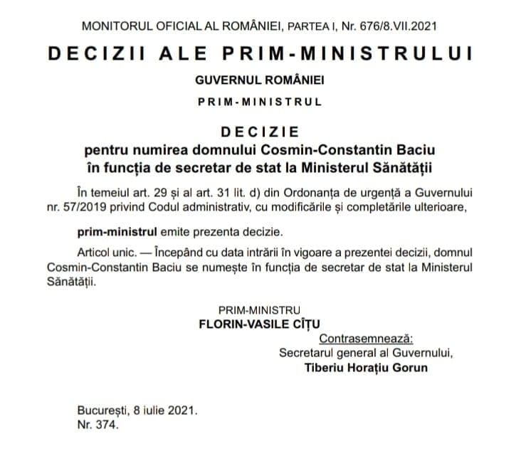 Decizie ciudată a lui CÎȚU: Ieri l-a numit în funcție, azi l-a dat afară
