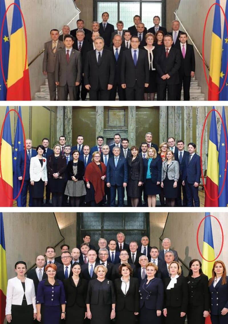 Greșeală de protocol sau mesaj clar? A dispărut steagul UE din poza Guvernului Dăncilă
