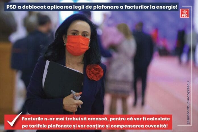 Simona Bucura-Oprescu, deputat PSD de Argeș: “PSD a DEBLOCAT legea de plafonare a facturilor la energie!”