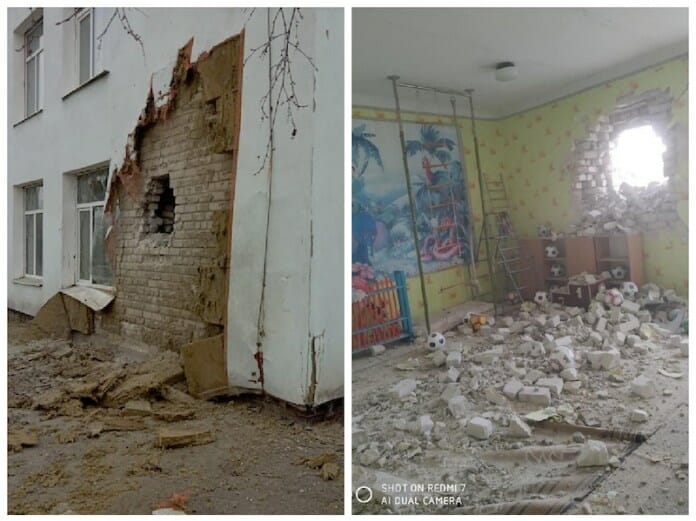 IMAGINI cu grădinița bombardată de către separatiștii pro-ruși din Lugansk