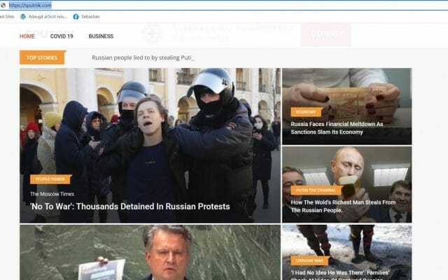 Sputnik.com, spart de Anonymous. „Putin și Lukașenko și-au anunțat logodna” sau „Putin nu spune glume pentru că nu știe”
