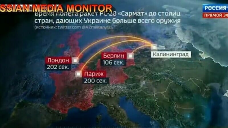 Simulare a unui atac nuclear asupra Europei la o televiziune de stat din Rusia. Berlinul va fi lovit în 106 secunde