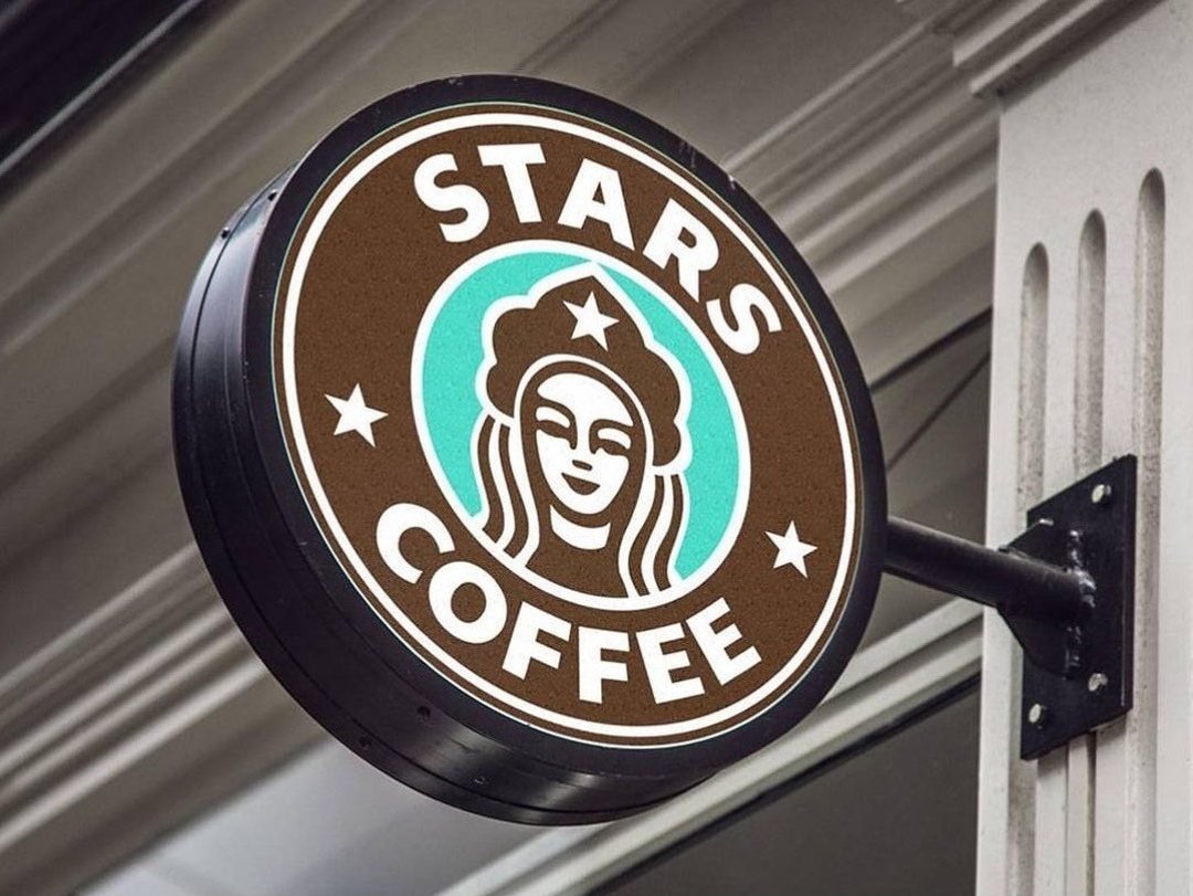 Stars Coffee ia locul gigantului american de cafea Starbucks în Rusia, cu sloganul ”Bucks a plecat, stelele au rămas”