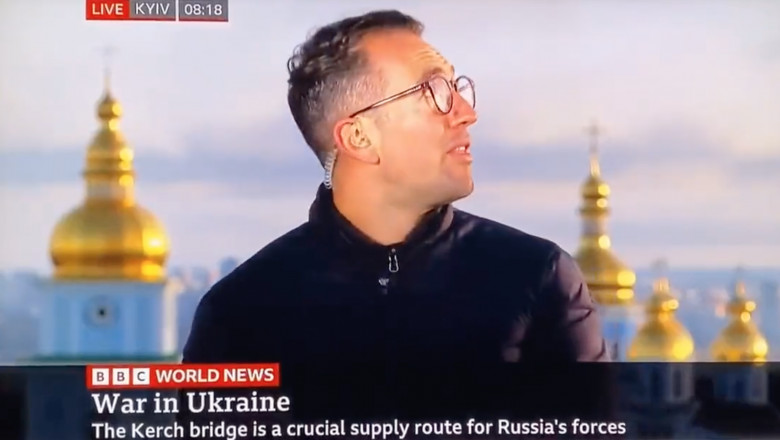 VIDEO Momentul bombardamentelor de la Kiev, surprins în direct la BBC
