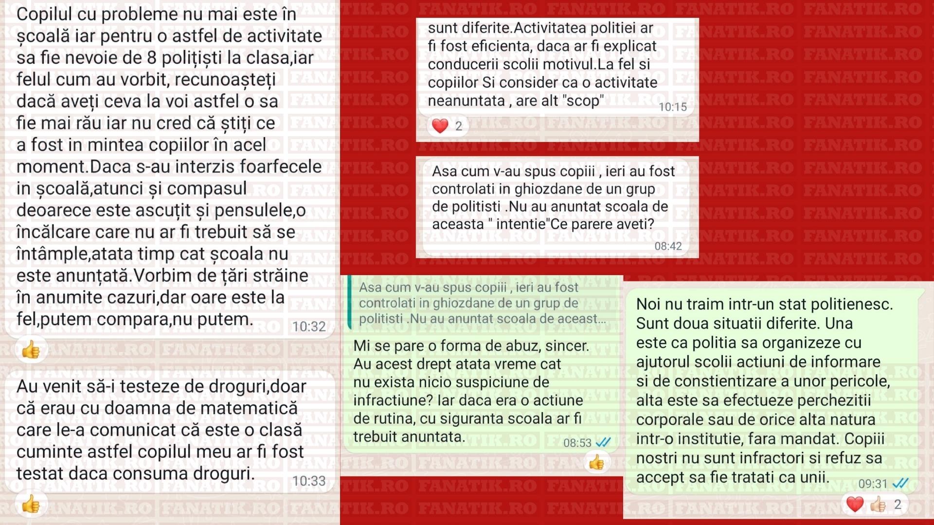 reacții părinți percheziții școală 3