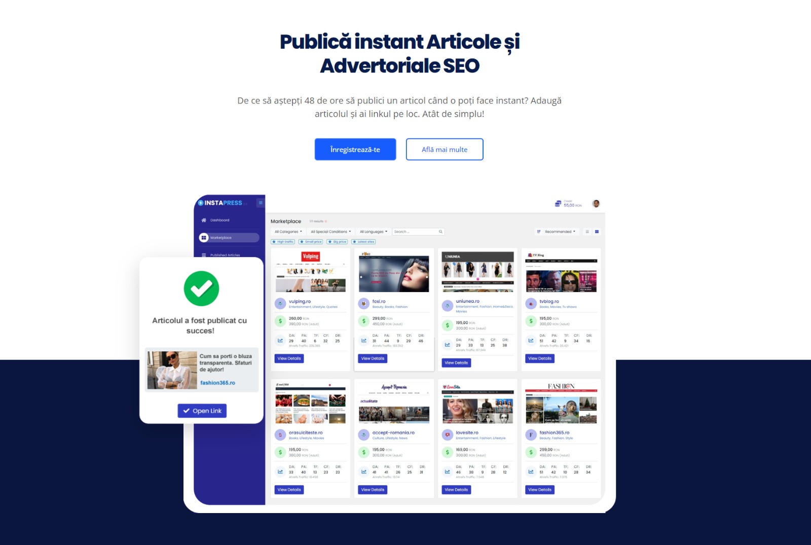 InstaPress – Noua platformă de publishing pentru campanii de advertoriale