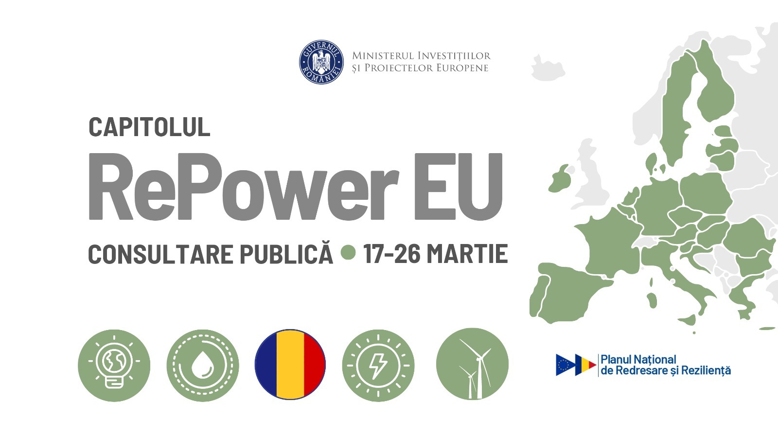 Ministerul Proiectelor Europene lansează în consultare capitolul REPowerEU, care va aduce României 1,4 miliarde de euro pentru independenţa energetică