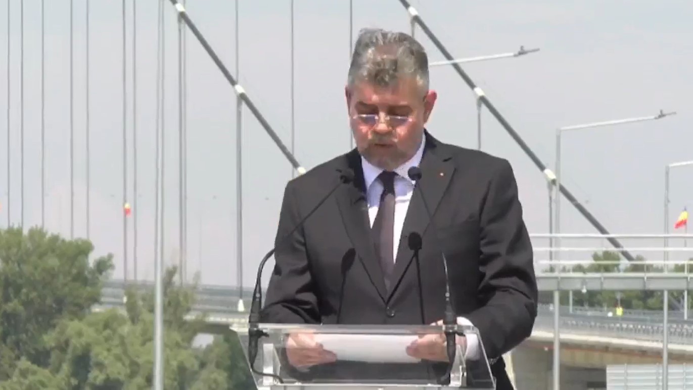 Inaugurarea podului de la Brăila – Marcel Ciolacu: Prin inaugurarea acestui pod spectaculos, România transmite Europei şi lumii întregi un mesaj clar: că vrem, ştim şi mai ales putem să ne construim destinul ca o naţiune europeană puternică şi mândră