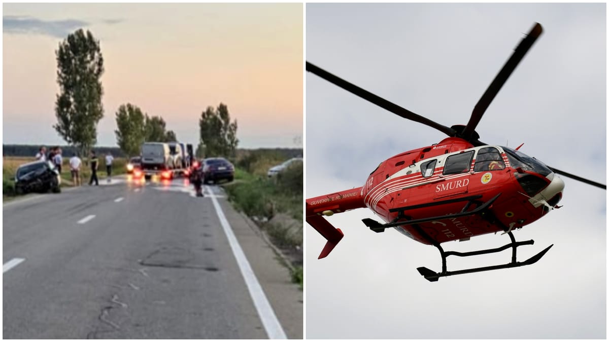 Grav accident în Dolj: fetiță de 6 ani, lovită de o roată desprinsă de la o mașină. A intervenit elicopterul SMURD