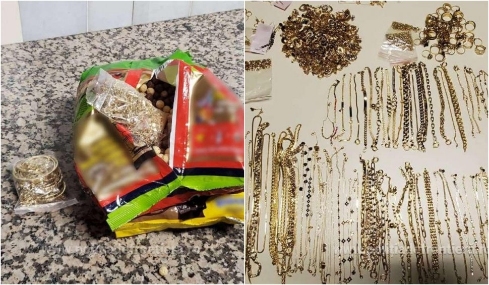 Patru kilograme de bijuterii din aur, descoperite în pungi cu cereale pe Aeroportul Henri Coandă